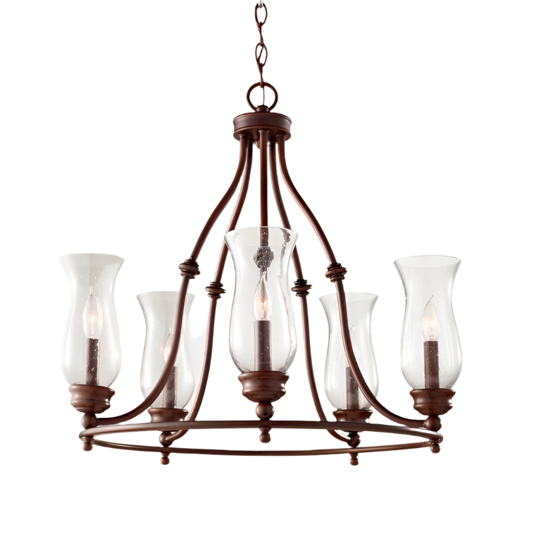Feiss Pickering Lane 5 Light Glass Bronze Chandelier