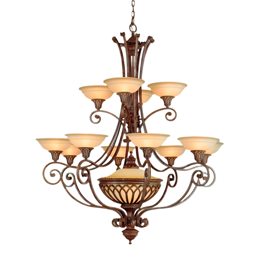Feiss Stirling Castle 13 Light Bronze Shade Chandelier
