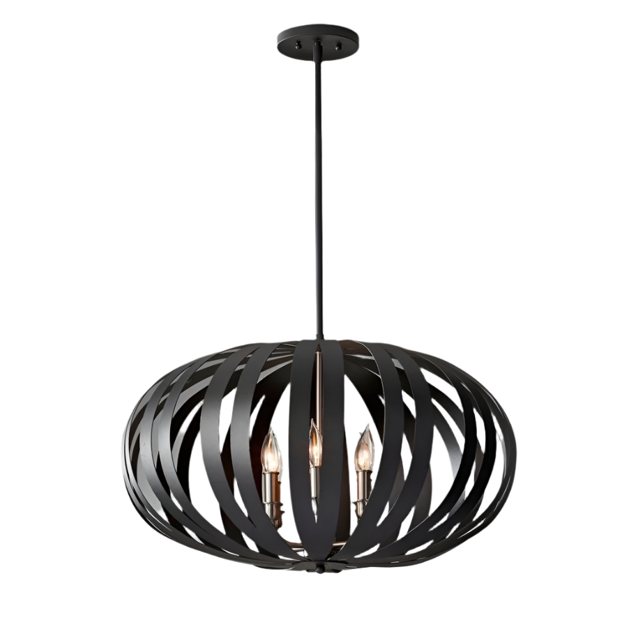 Feiss Woodstock 6 Light Textured Black Metal Chandelier