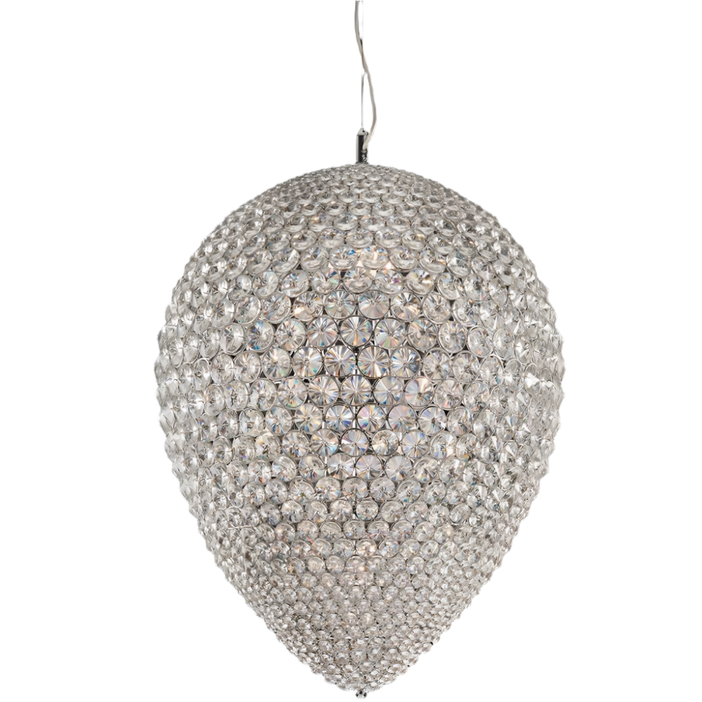 Illuminati Olivio Large Chrome Clear Crystal Chandelier