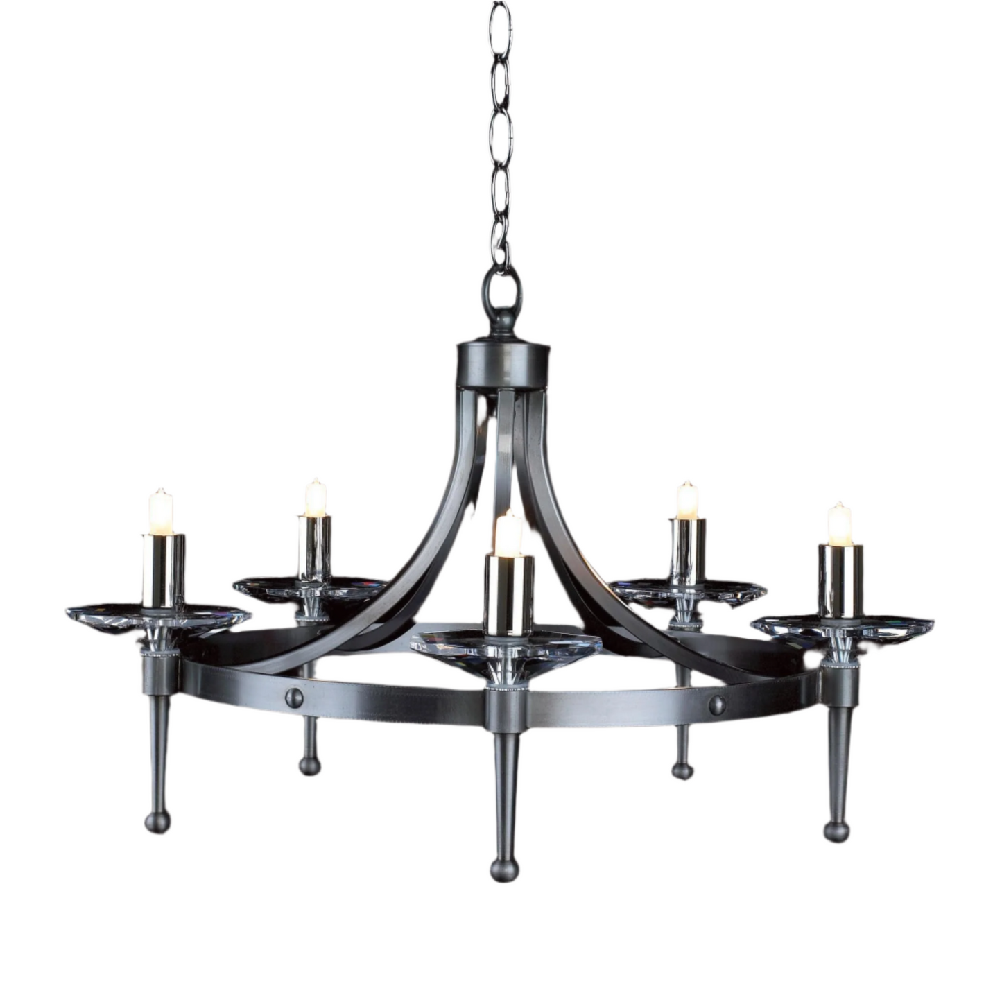 Impex Blenheim 5 Light Matt Black Candle Chandelier