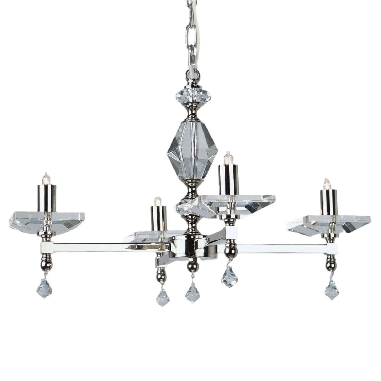 Impex Capri 4 Light Nickel Optical Glass Chandelier