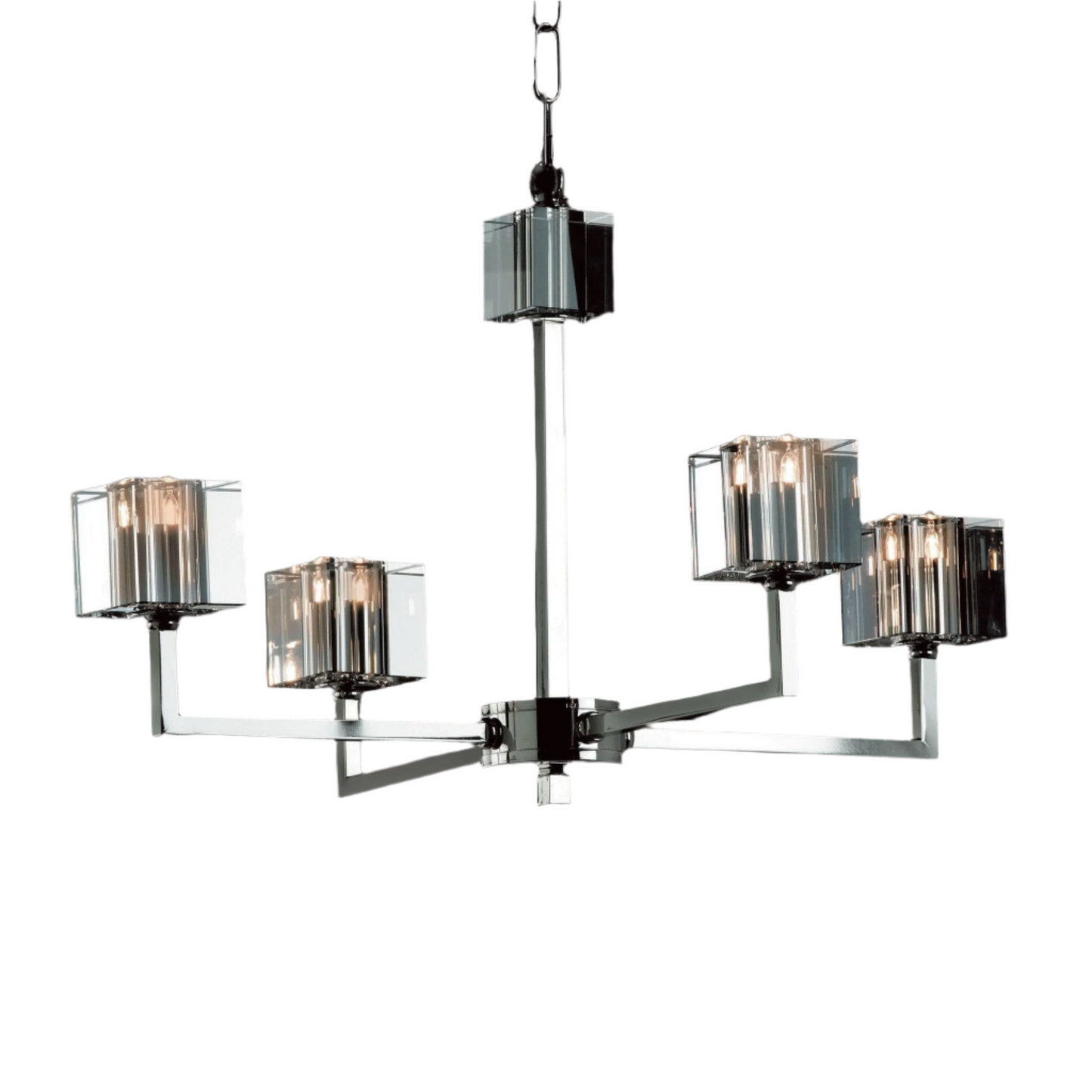 Impex Cube 4 Light Nickel Optical Glass Chandelier