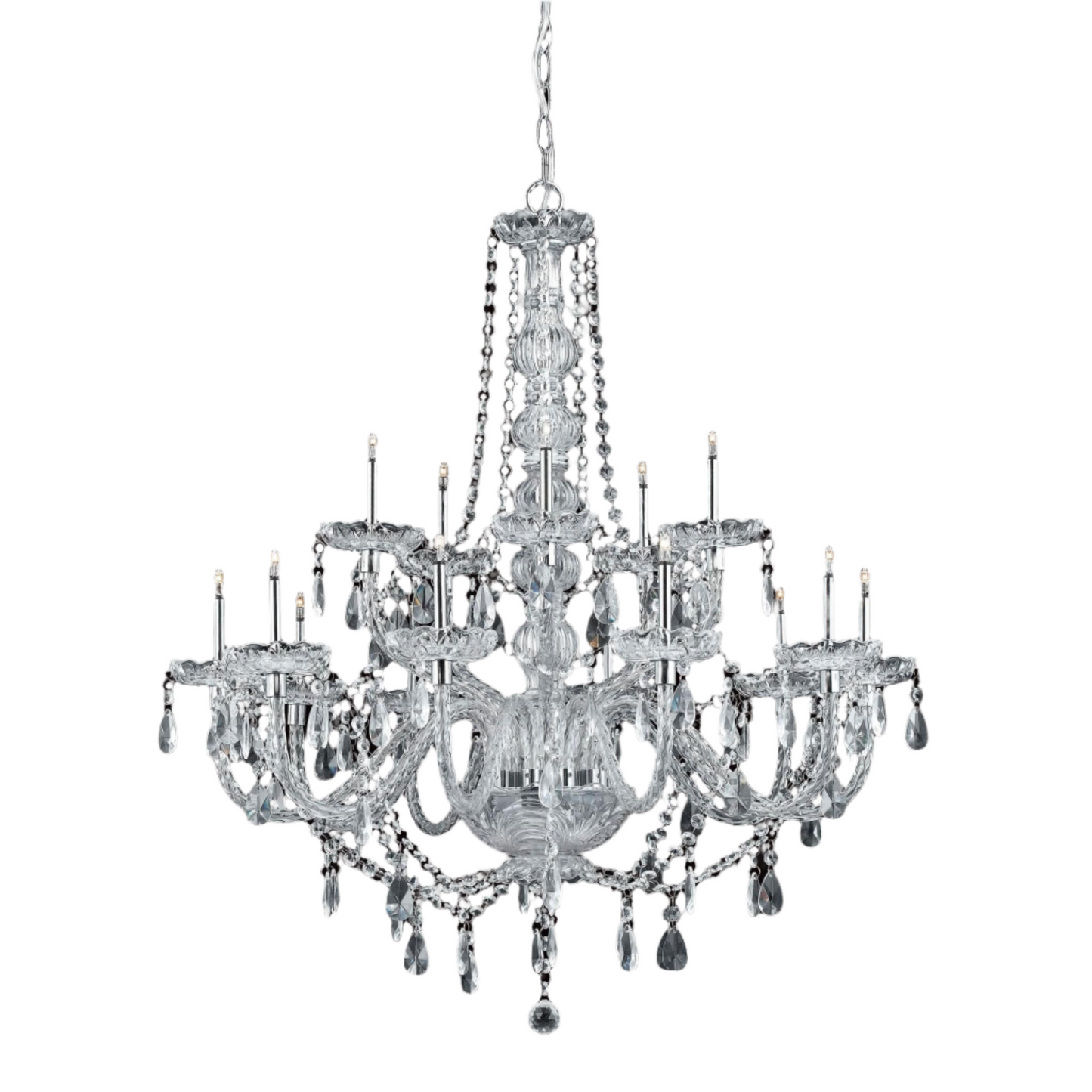 Impex Imperia 15 Light Chrome Candle Crystal Chandelier