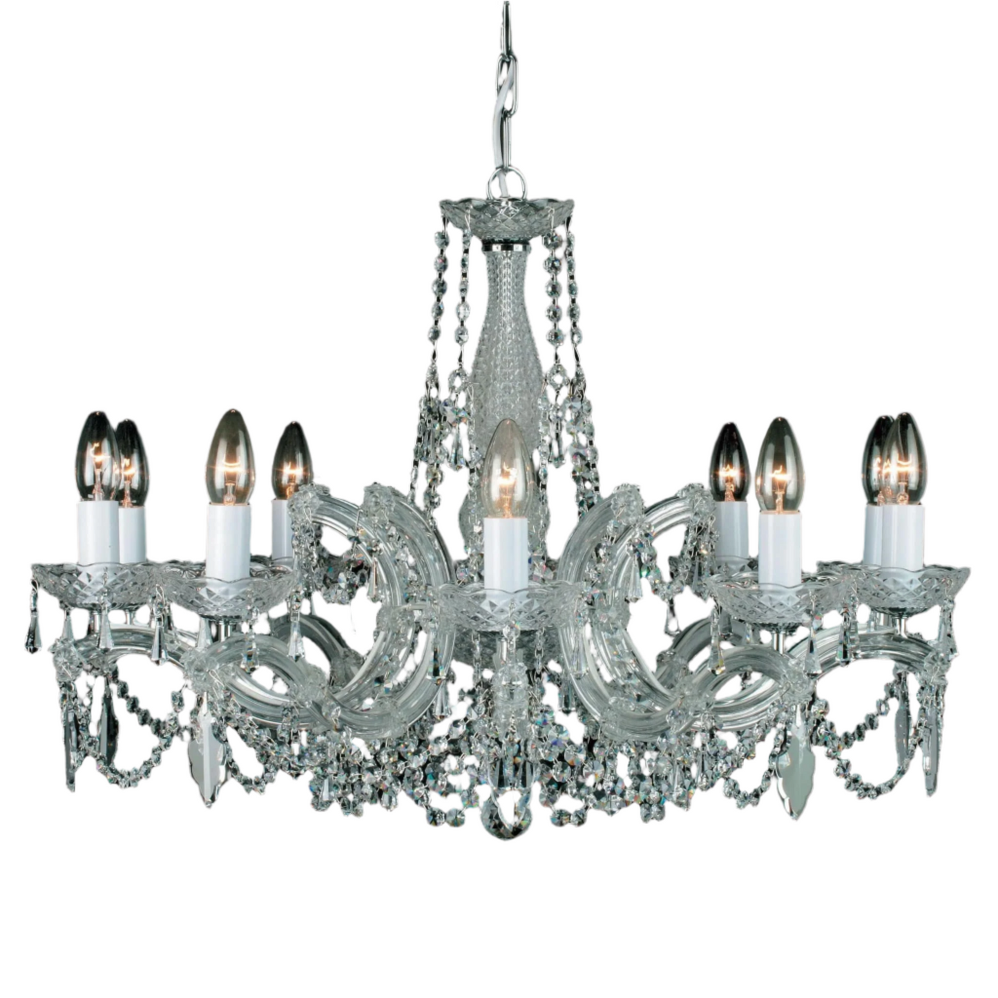 Impex Marie Therese 10 Light Chrome Crystal Chandelier