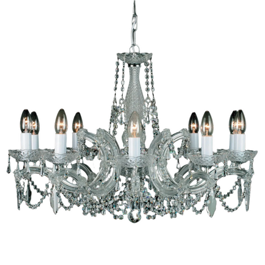 Impex Marie Therese 10 Light Chrome Crystal Chandelier