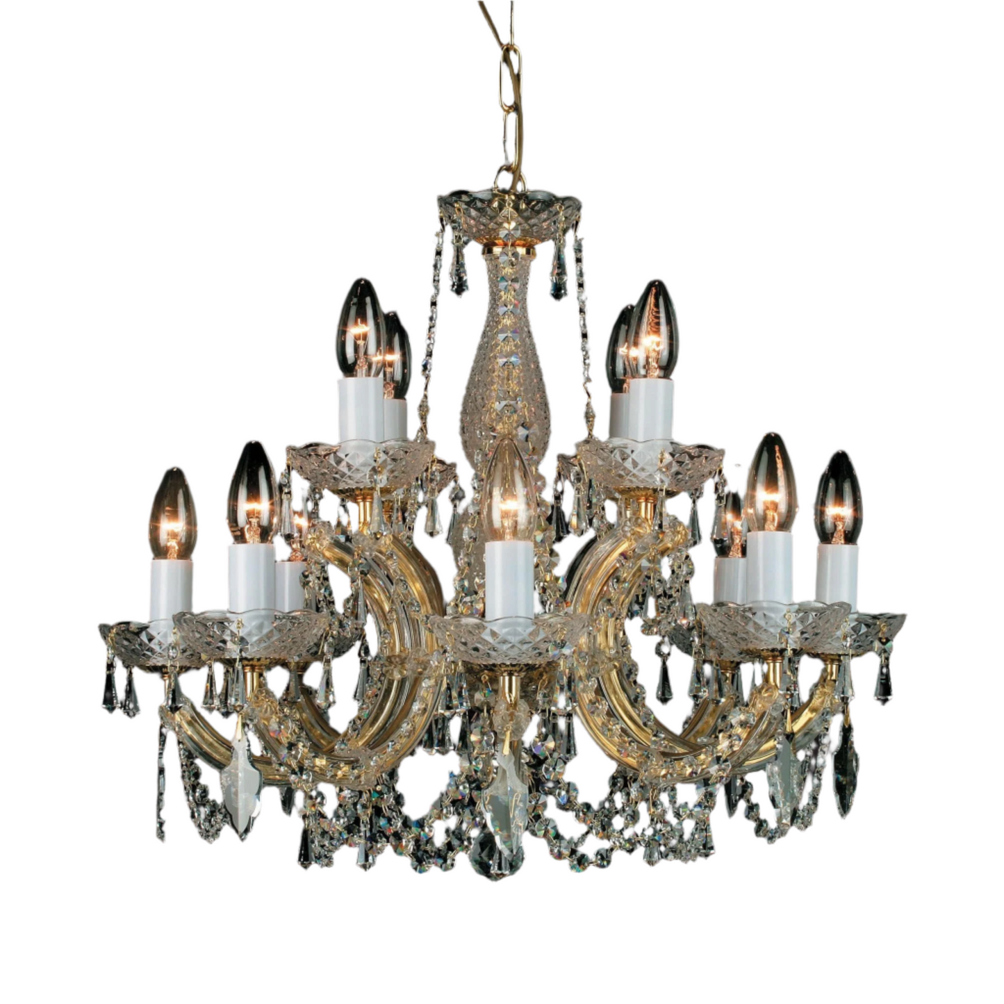 Impex Marie Therese 12 Light Gold Crystal Chandelier