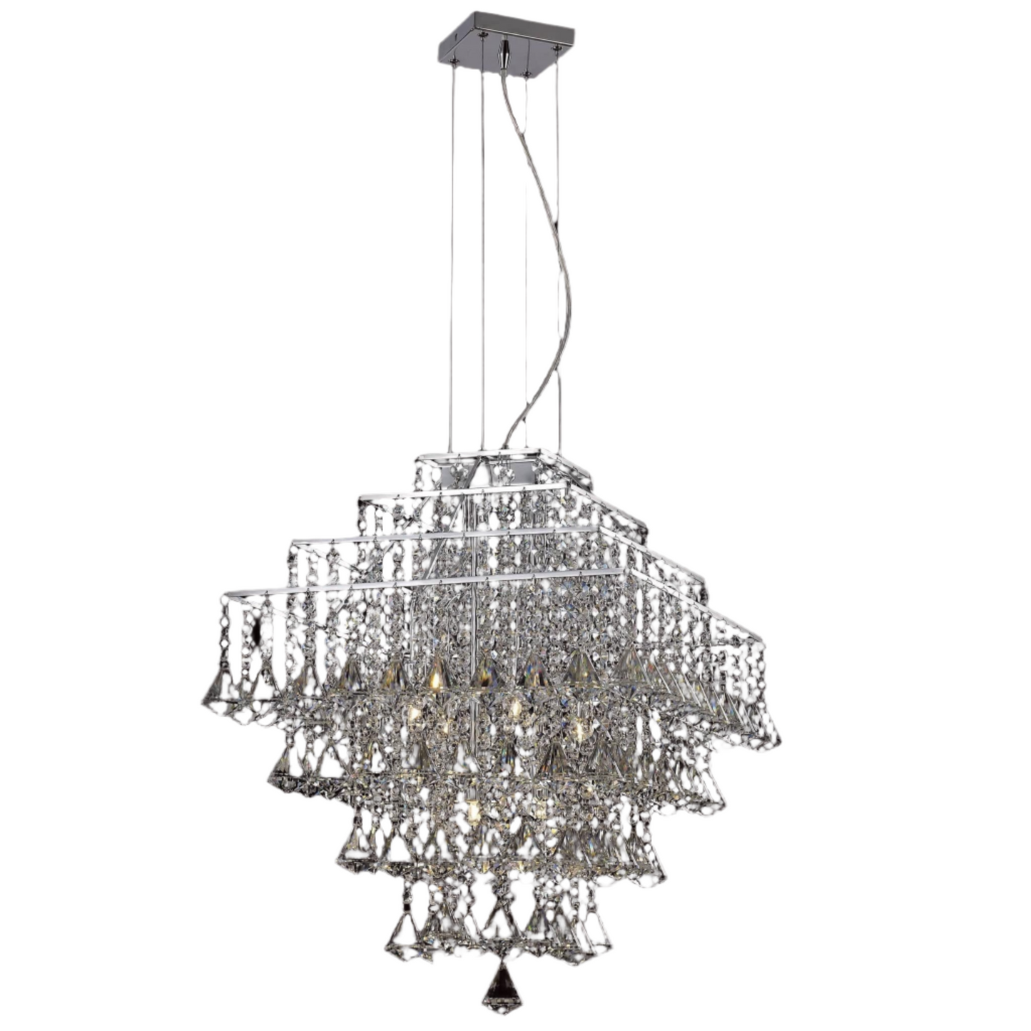 Impex Parma Square 10 Light Chrome Crystal Chandelier