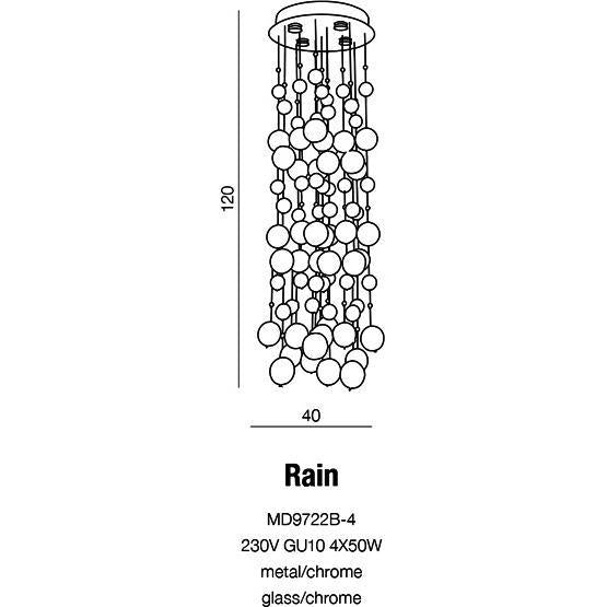 Azzardo Rain 4 Light Chrome Glass Balls Chandelier