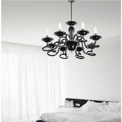 Azzardo Bolton 8 Light Black Candle Style Chandelier Bedroom B0038-8P-BL