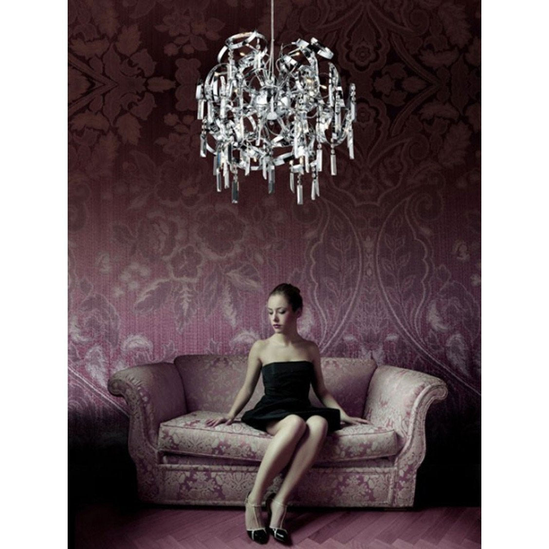 Azzardo Crimps Chrome Silver Metal Crystal Chandelier Living Room MP-88046-16A