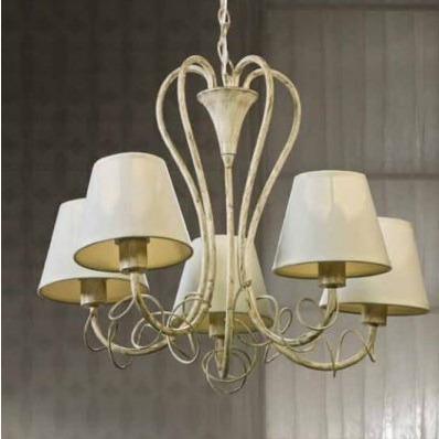 Azzardo Giulietta 5 Light Cream Fabric Shade Chandelier Close 8021-5P