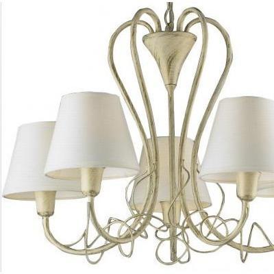 Azzardo Giulietta 5 Light Cream Fabric Shade Chandelier Close Up Two 8021-5P