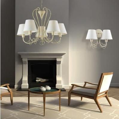 Azzardo Giulietta 5 Light Cream Fabric Shade Chandelier Living Room 8021-5P