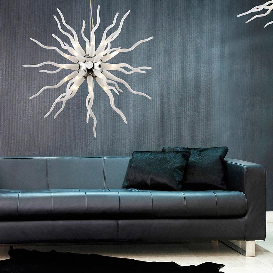 Azzardo Octopus 31 Light Chrome White Arm Chandelier Living Room MP-6170-31