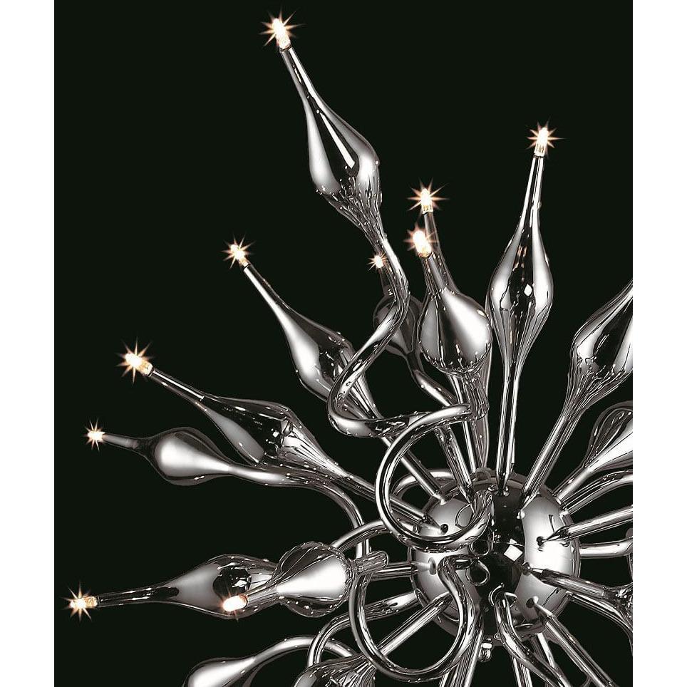 Azzardo Pipes 30 Light Chrome Metal Sputnik Chandelier Close Up MP-6224-30