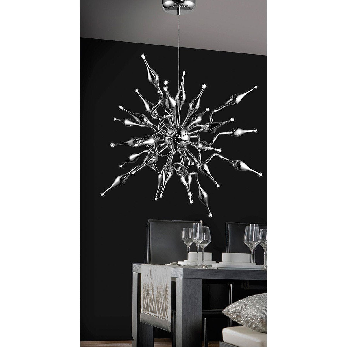 Azzardo Pipes 30 Light Chrome Metal Sputnik Chandelier Dining Room MP-6224-30