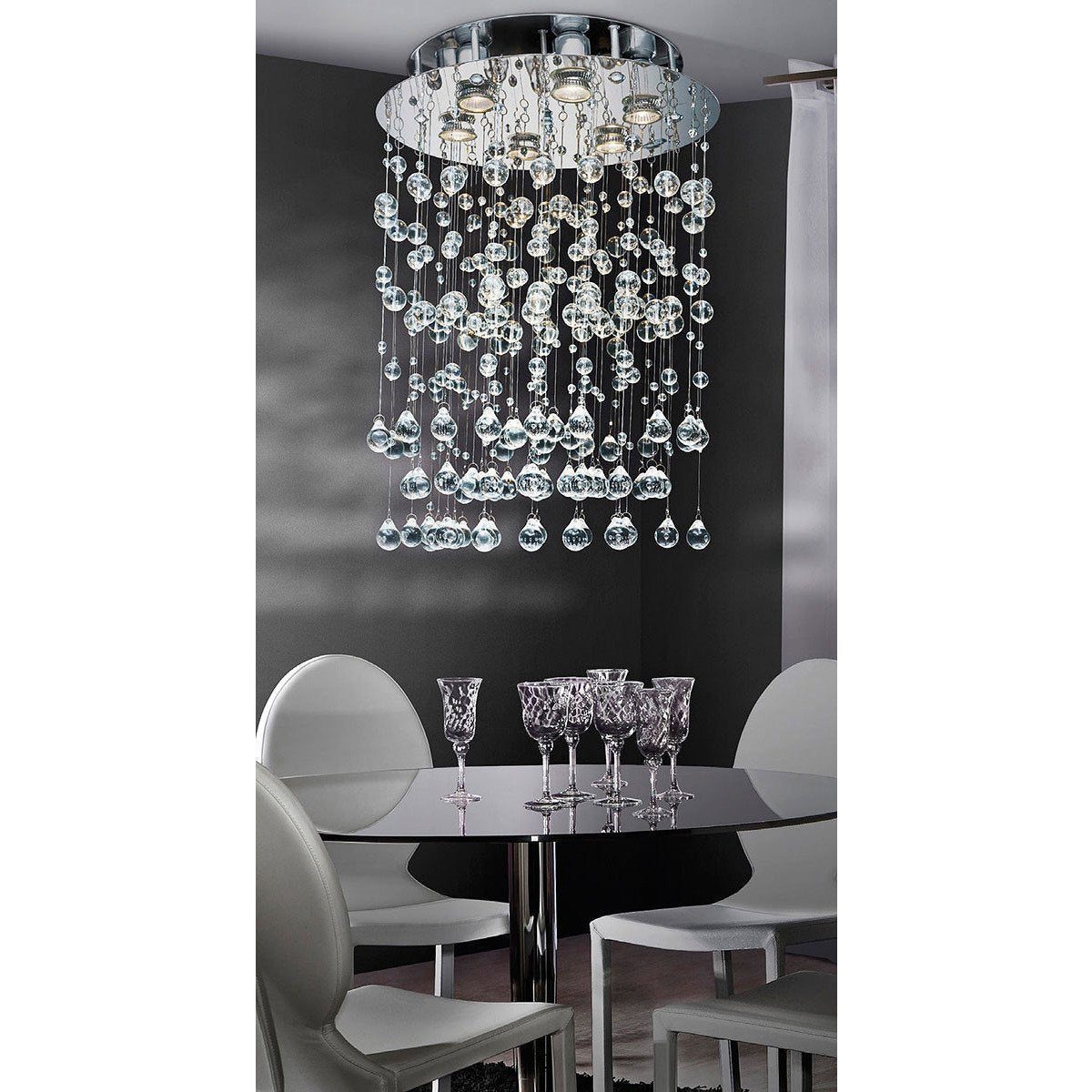 Azzardo Rain 4 Light Chrome Glass Balls Chandelier Dining Room MD-9722B-4