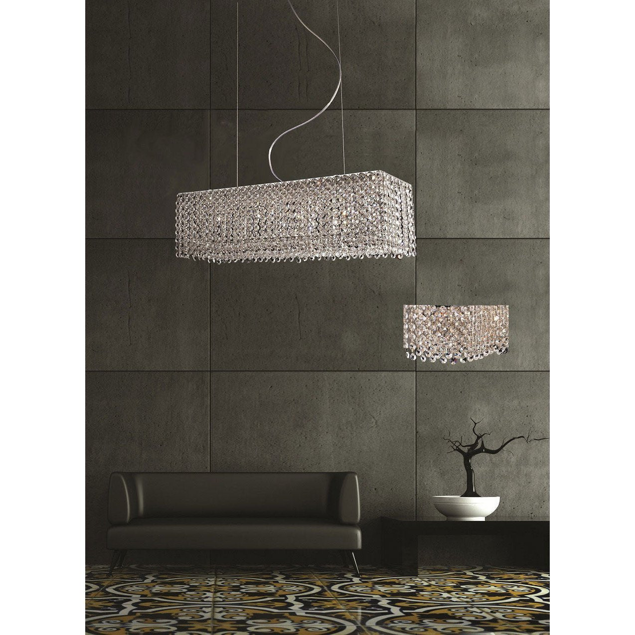 Azzardo Roma 8 Light Rectangle Box Crystal Chandelier Living Room MD-2116B-8