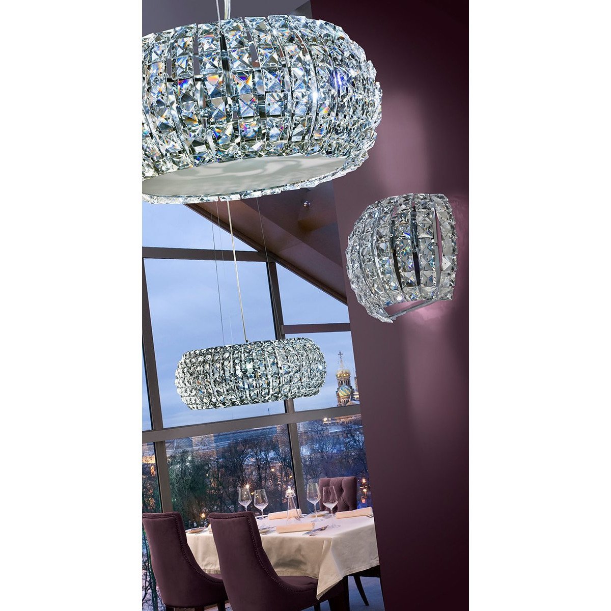 Azzardo Sophia 3 Light Chrome Acrylic Chandelier Dining Room 5024-3P