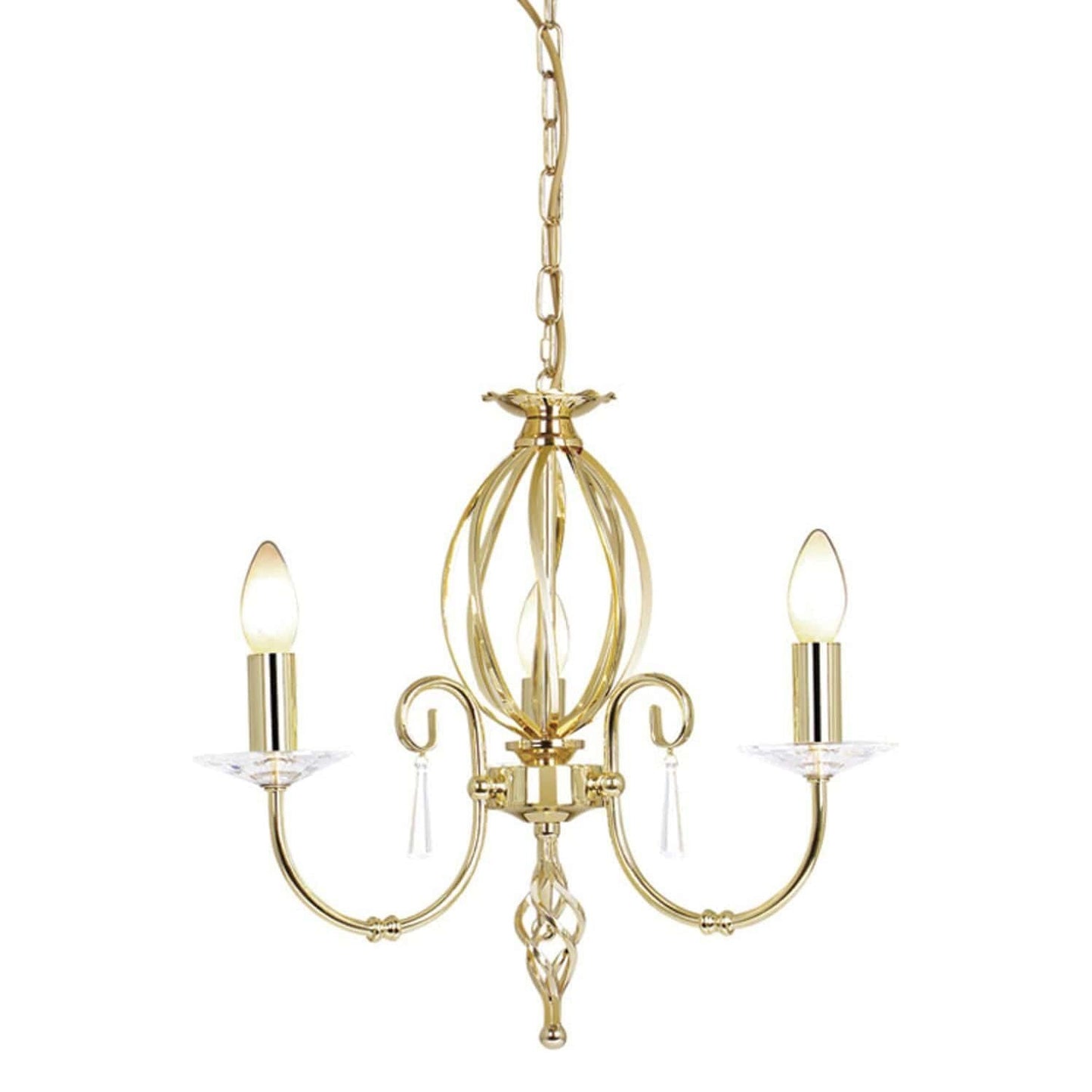 Elstead Aegean 3 Light Gold Brass Candle Chandelier AG3 POL BRASS