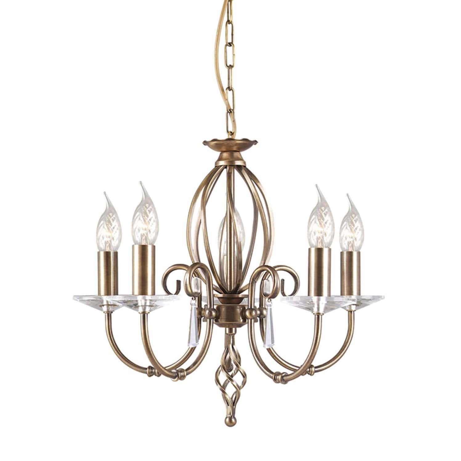 Elstead Aegean 5 Light Aged Brass Candle Chandelier AG5 AGED BRASS