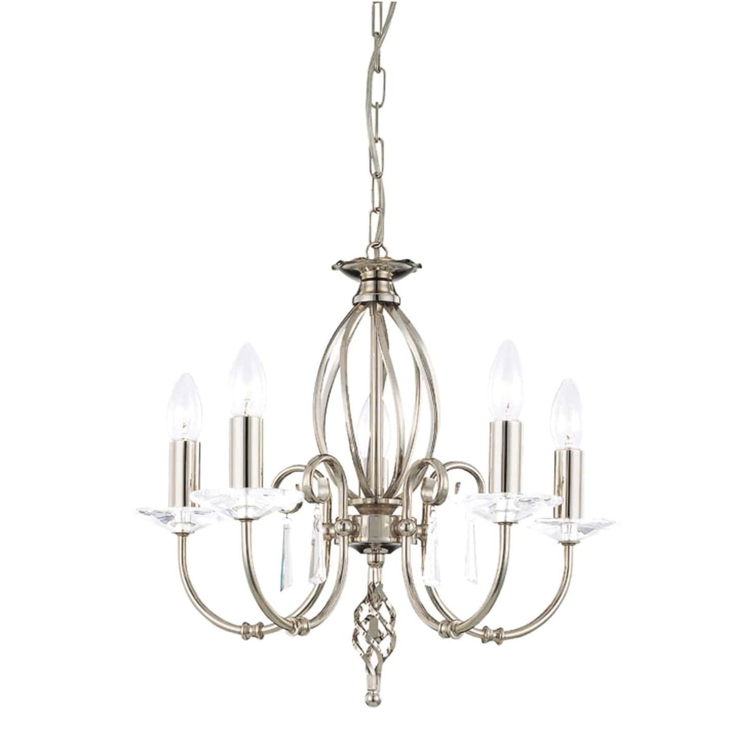 Elstead Aegean 5 Light Silver Nickel Candle Chandelier AG5 POL NICKEL