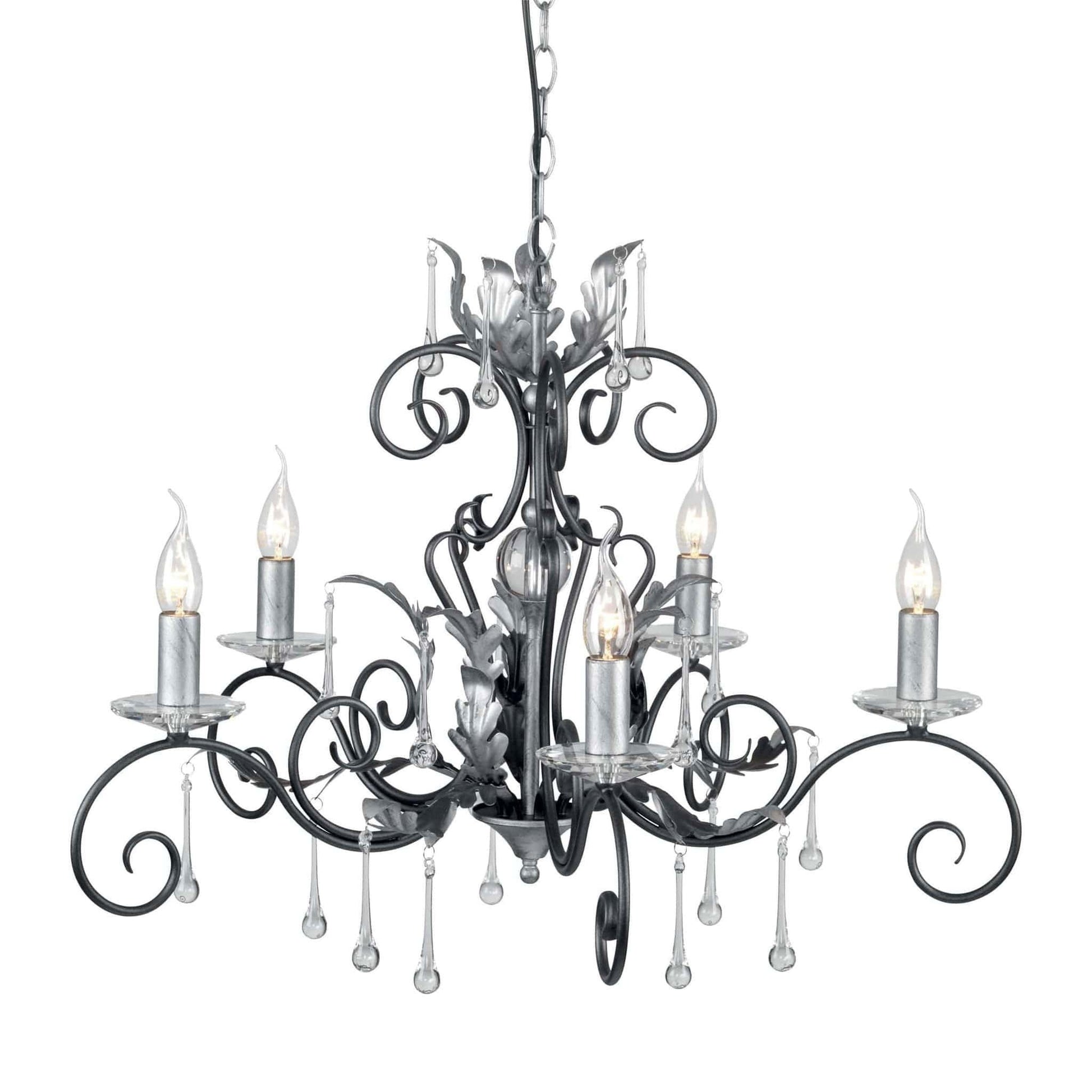 Elstead Amarilli 5 Light Chandelier in Black Silver AML5 BLK/SILVER