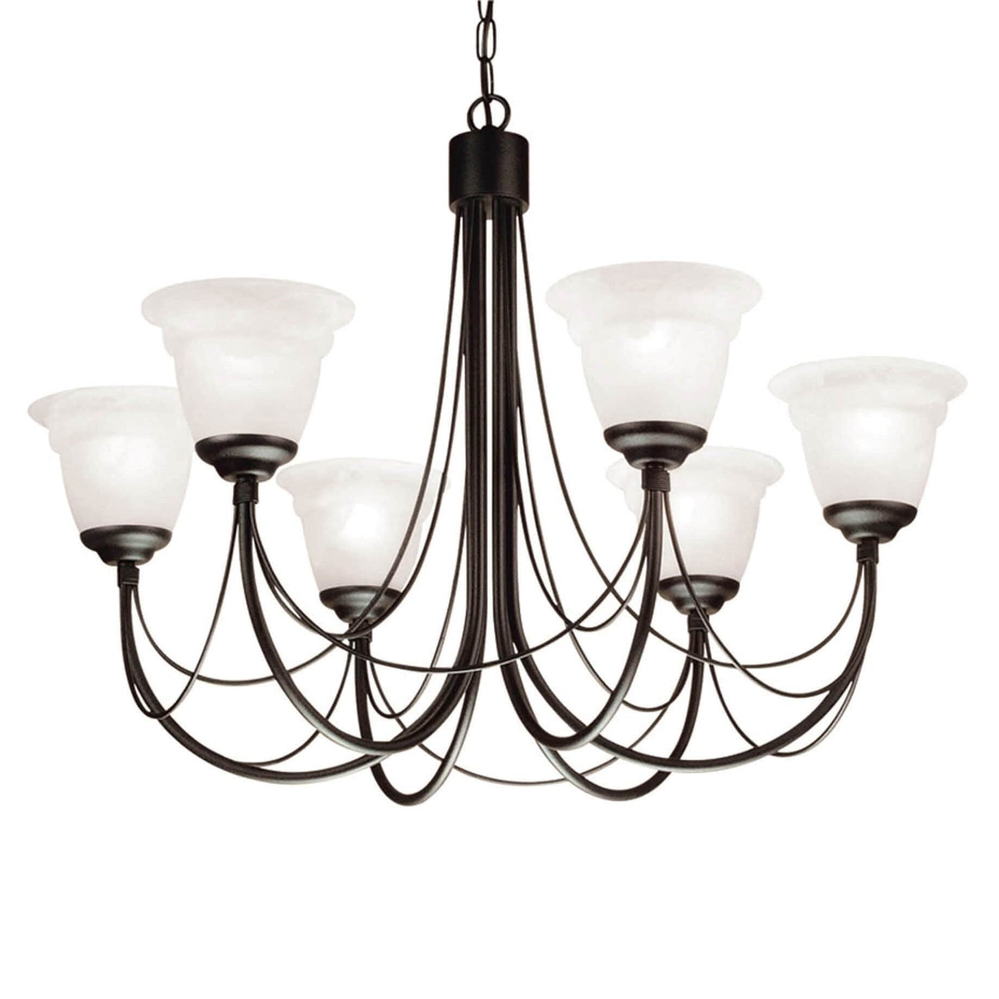 Elstead Carisbrooke 6 Light White Shade Chandelier CB6 BLACK