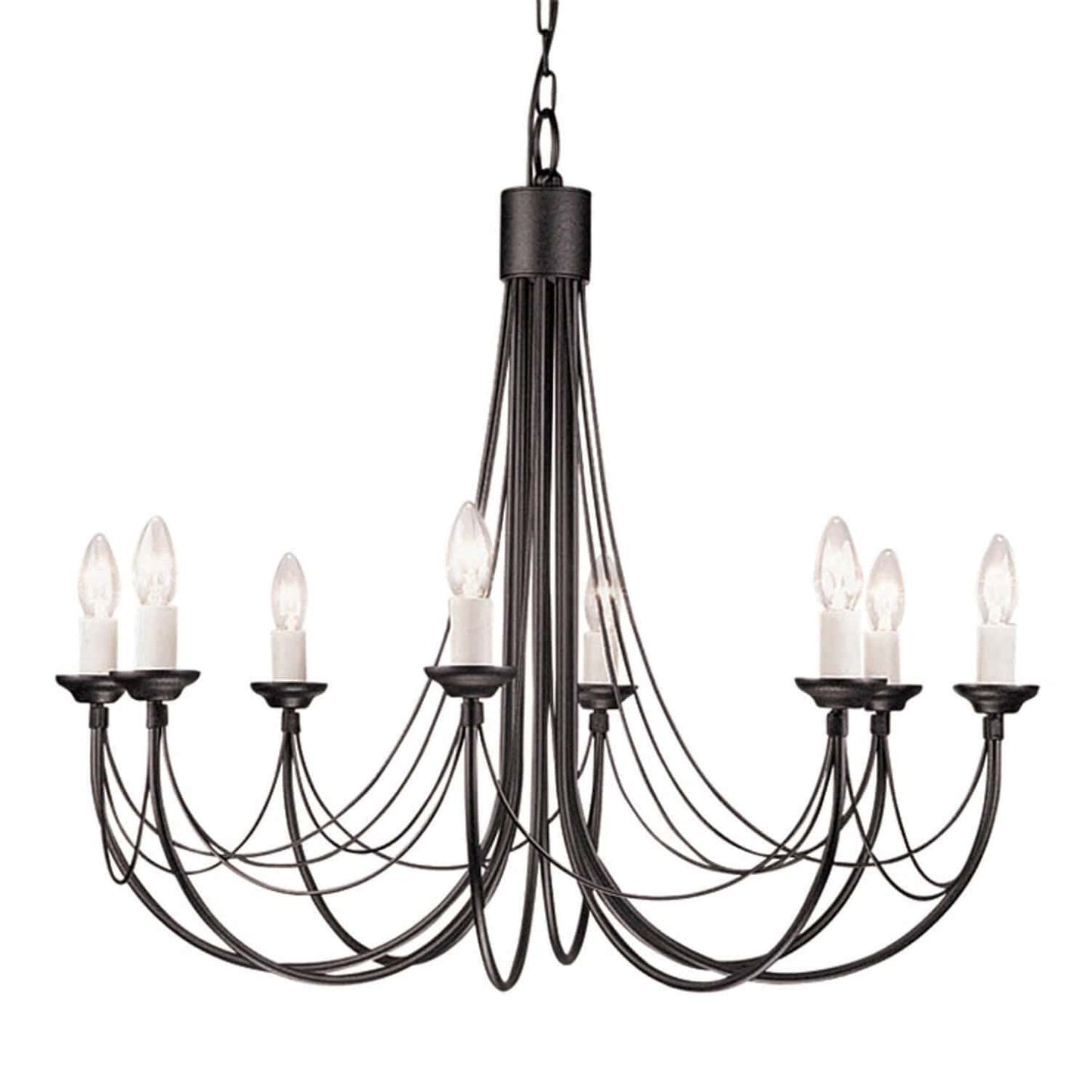 Elstead Carisbrooke 8 Light Black Candle Chandelier CB8 BLACK