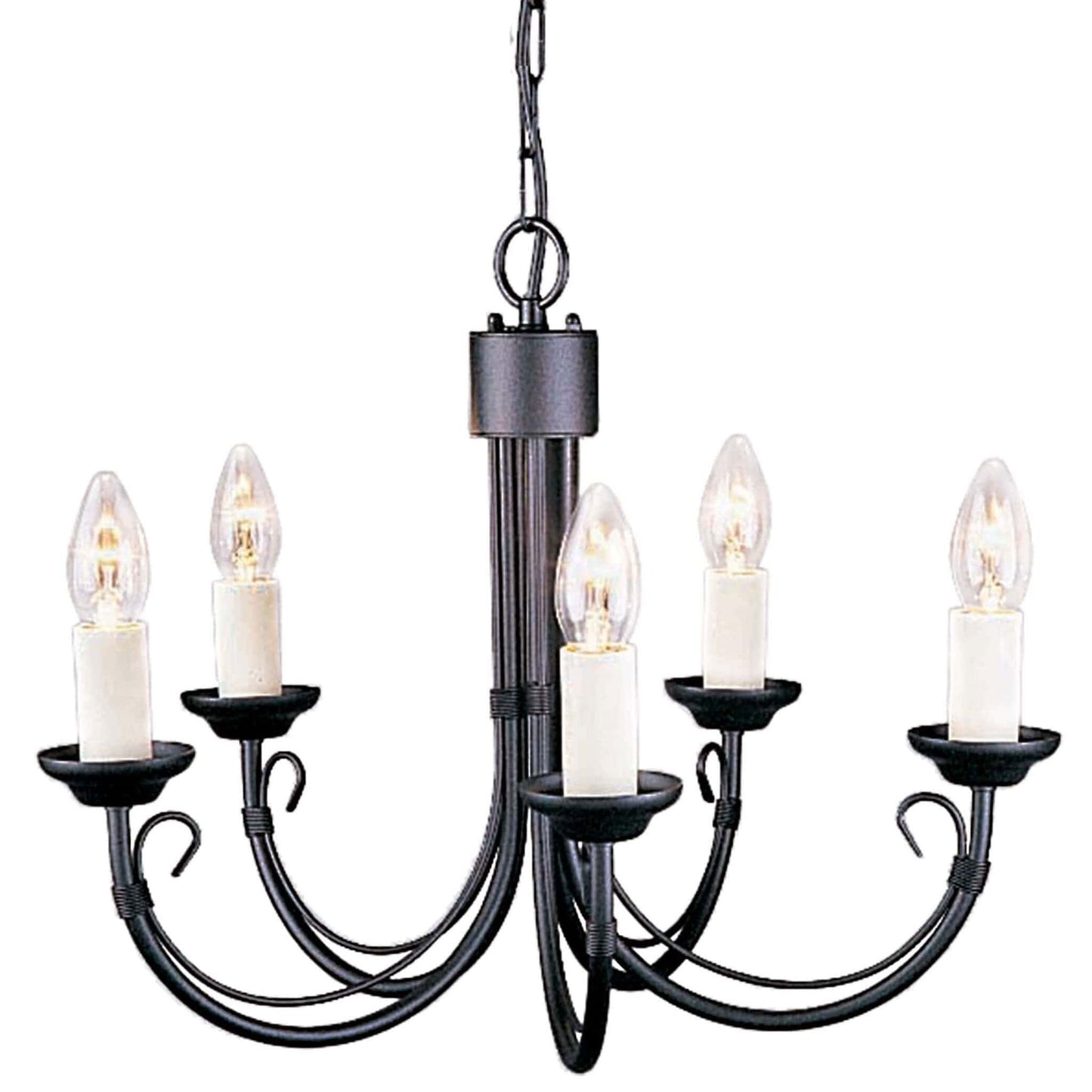 Elstead Chartwell 5 Light Black Metal Candle Chandelier CH5 BLACK