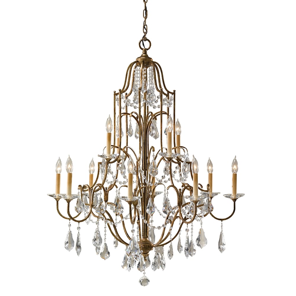 Elstead Lighting Valentina Chandelier in Oxidized Bronze Finish with Clear Crystal Glass