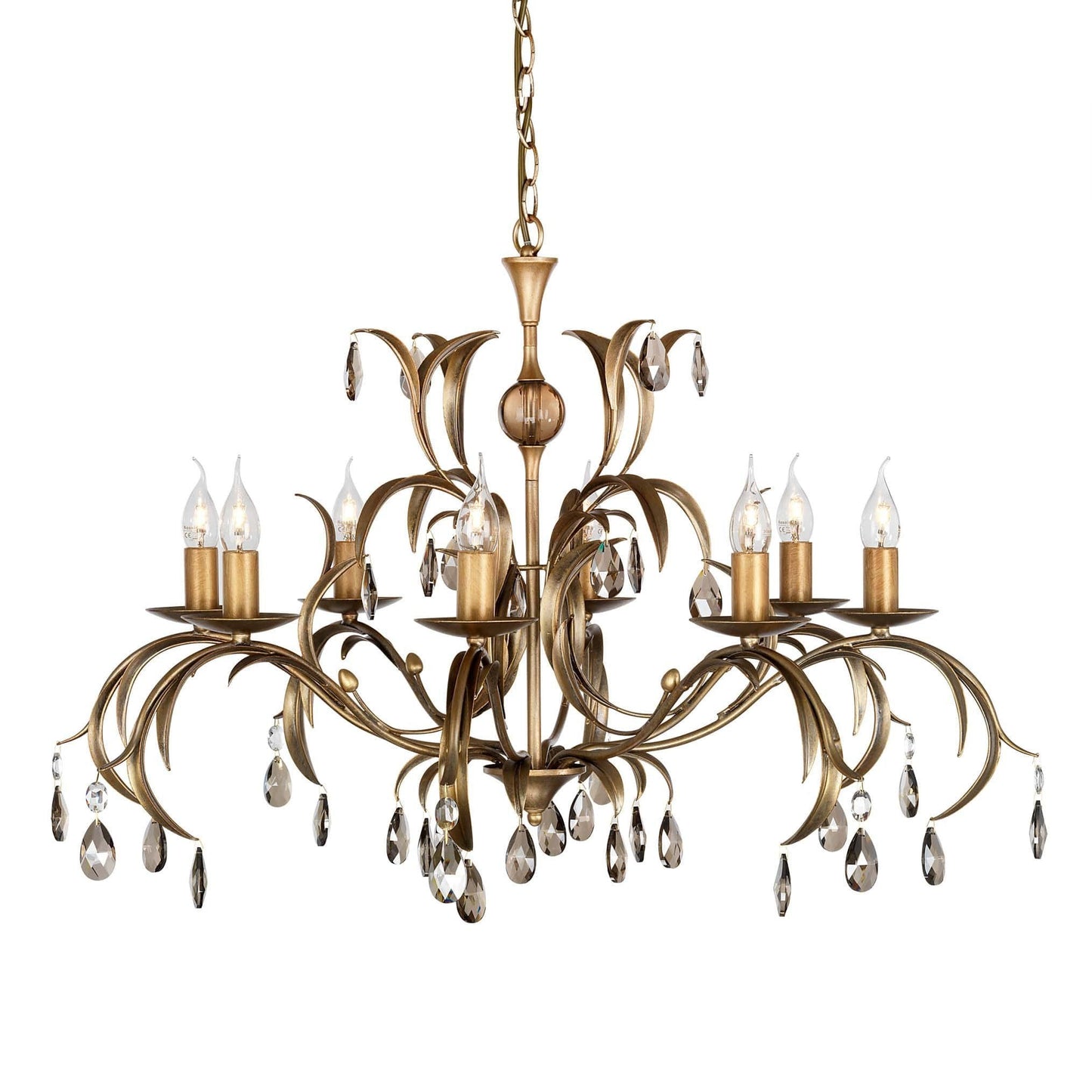 Elstead Lily 8 Light Metallic Bronze Candle Chandelier LL8 ANT BRZ