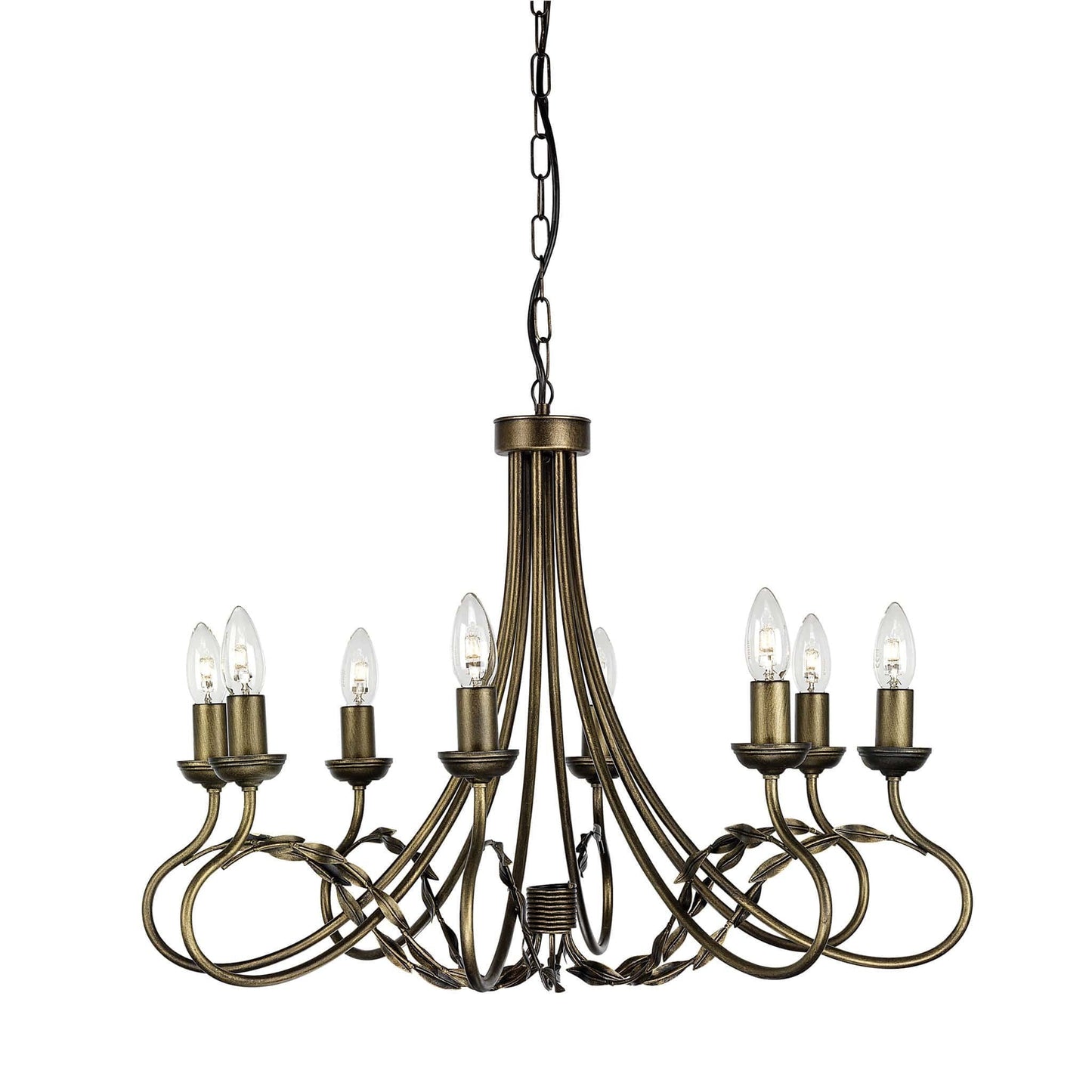 Elstead Olivia 8 Light Black Gold Candle Chandelier OV8 BLK/GOLD