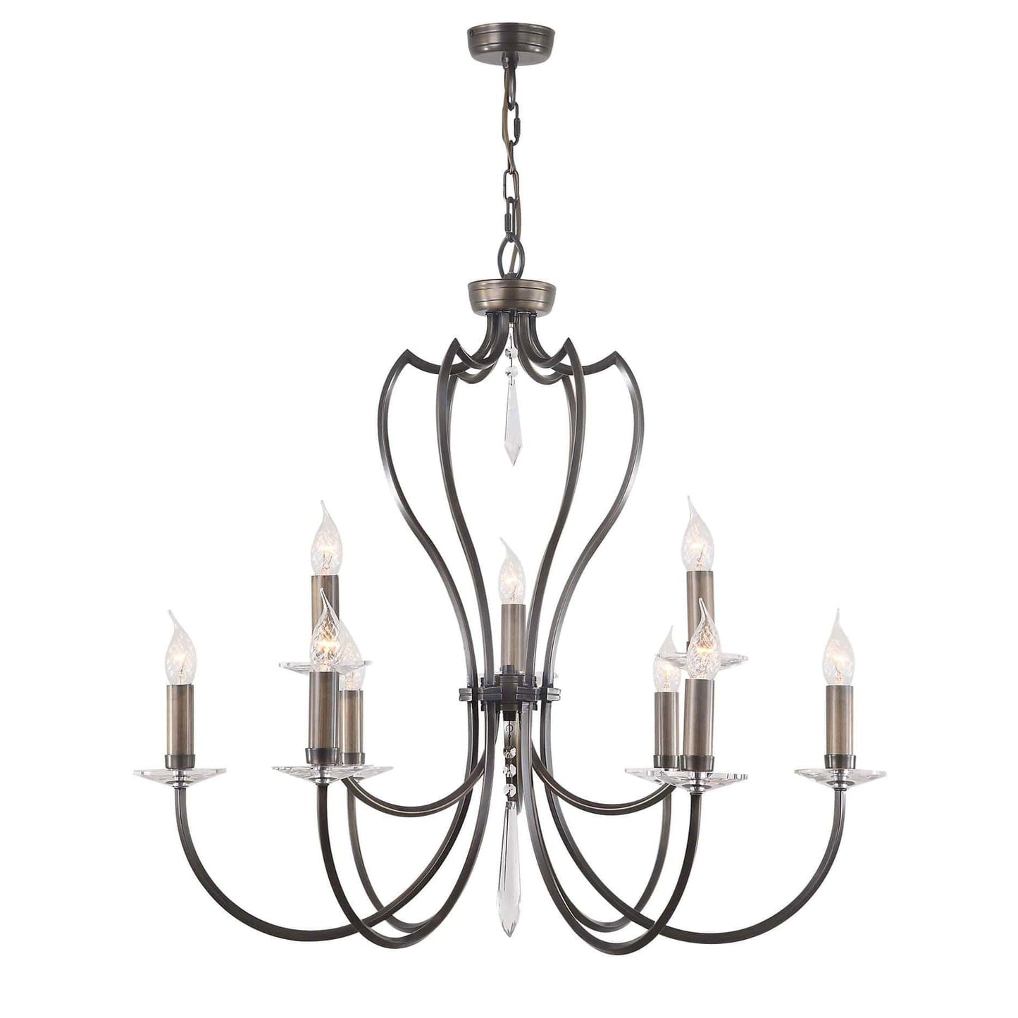 Elstead Pimlico 9 Light Dark Bronze Candle Chandelier PM9 DB