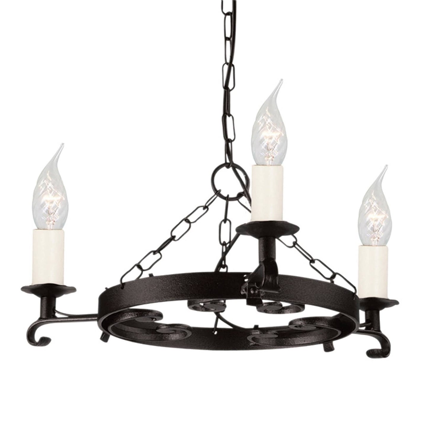 Elstead Rectory 3 Light Black Metal Candle Chandelier RY3 BLACK