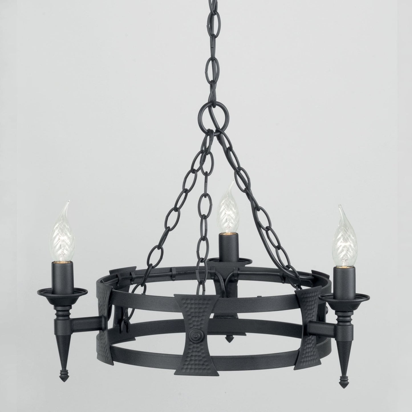 Elstead Saxon 3 Light Black Metal Candle Chandelier SAX3 BLK