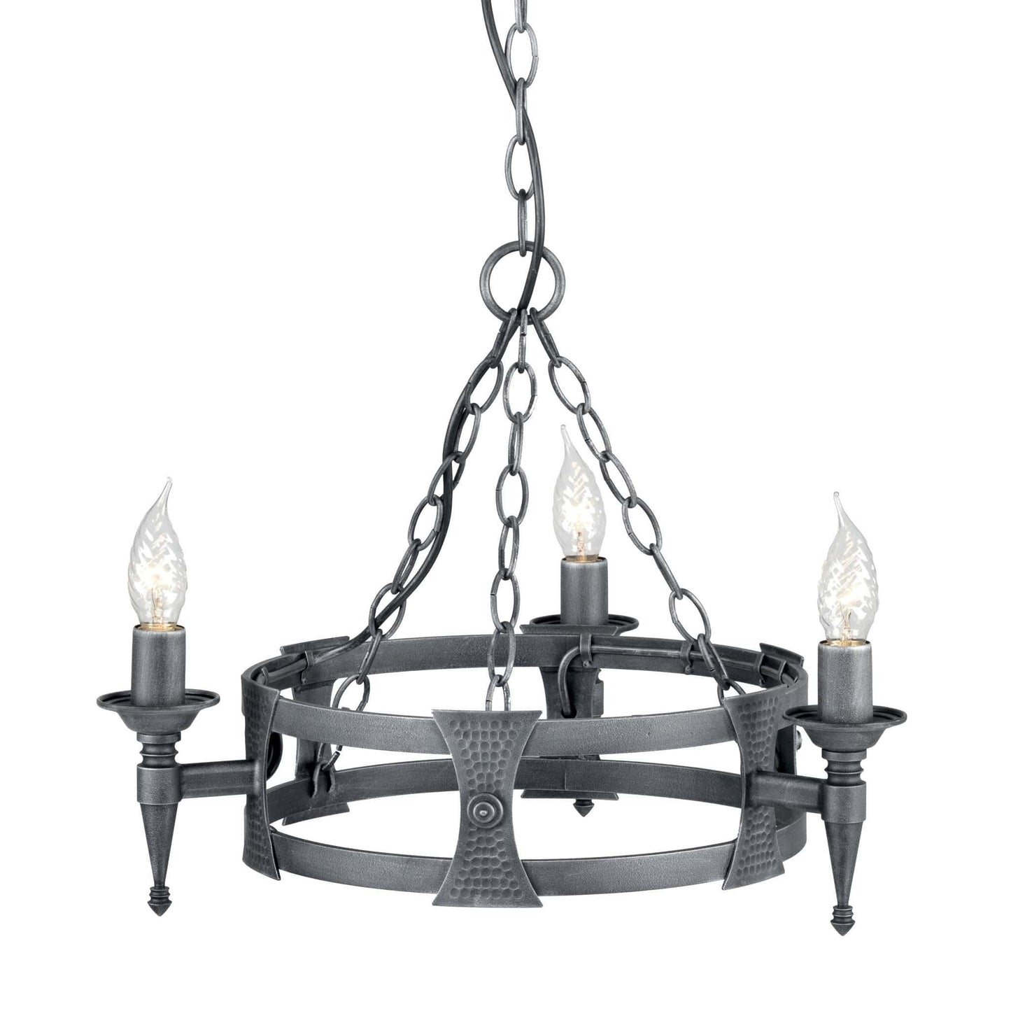 Elstead Saxon 3 Light Black Silver Candle Chandelier SAX3 BLK/SIL