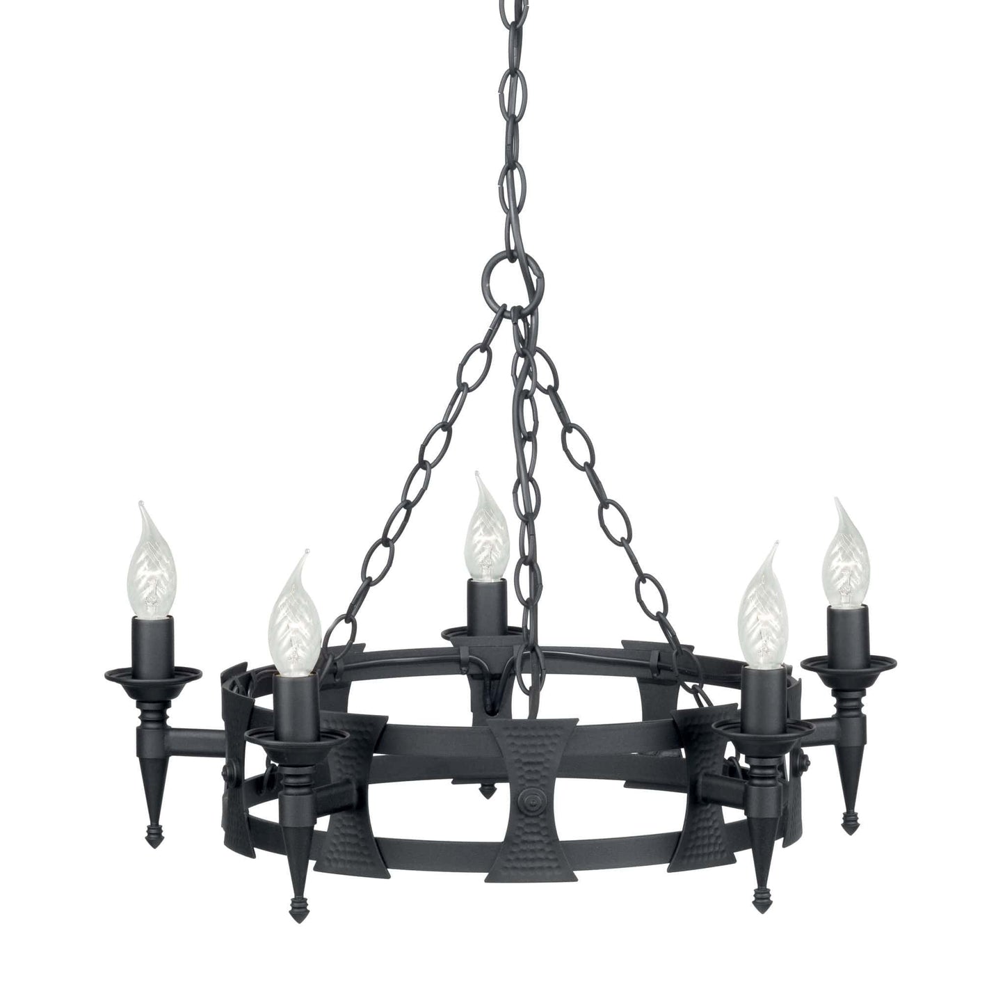 Elstead Saxon 5 Light Black Metal Candle Chandelier SAX5 BLK
