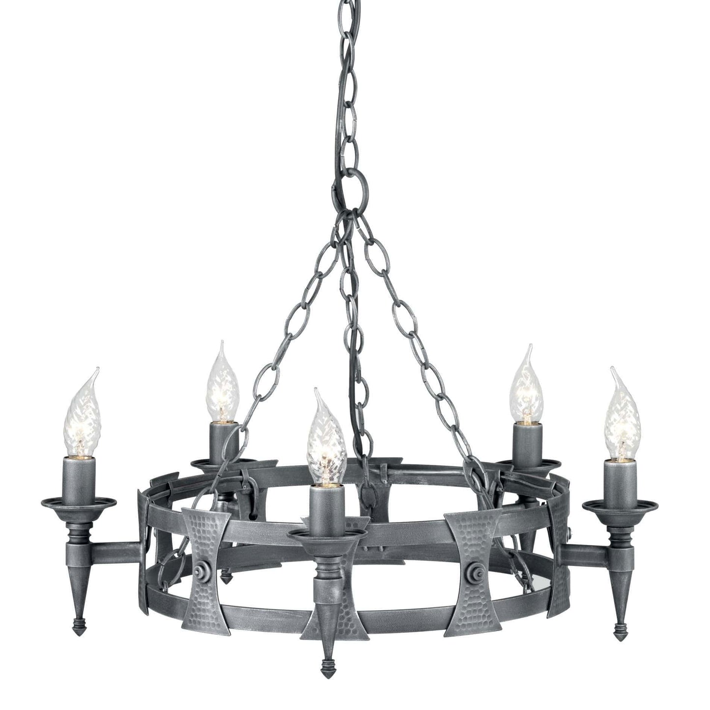 Elstead Saxon 5 Light Black Silver Candle Chandelier SAX5 BLK/SIL