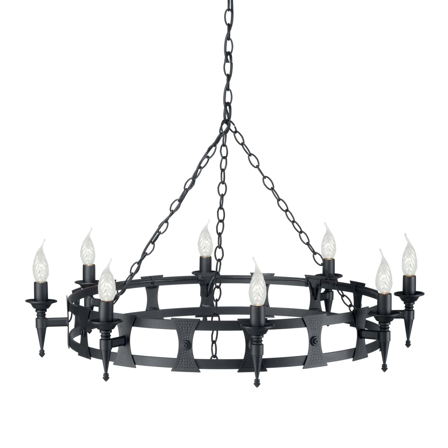 Elstead Saxon 8 Light Black Metal Candle Chandelier SAX8 BLK