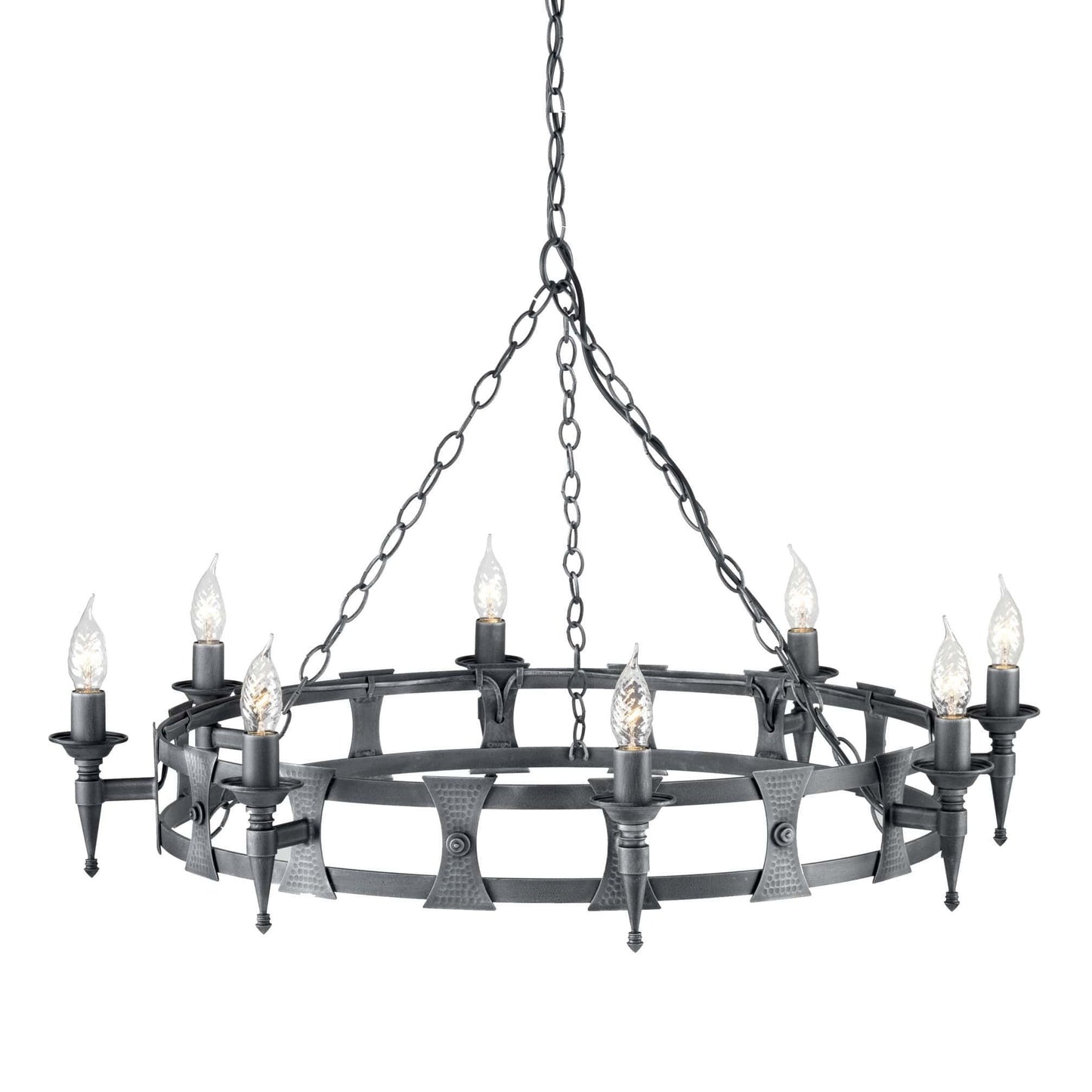 Elstead Saxon 8 Light Black Silver Candle Chandelier SAX8 BLK/SIL