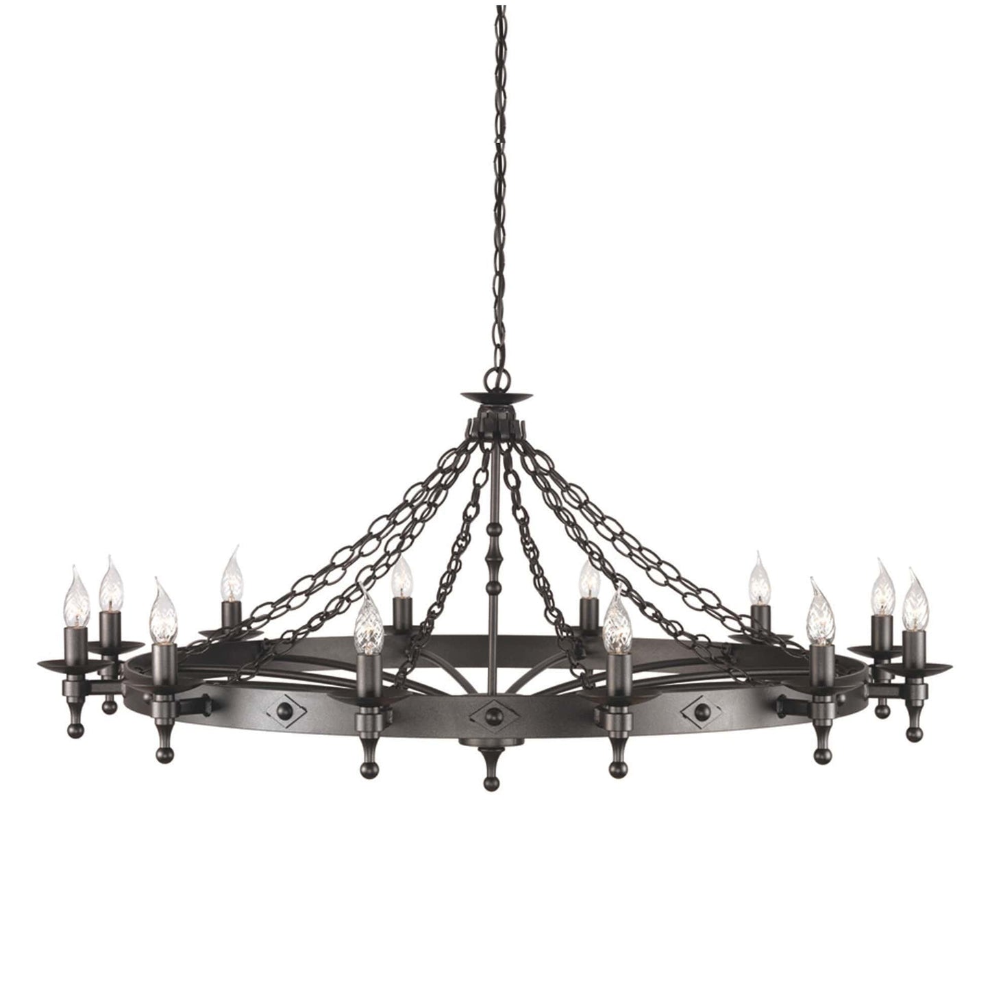 Elstead Warwick 12 Light Black Metal Candle Chandelier WR12 GRAPHITE