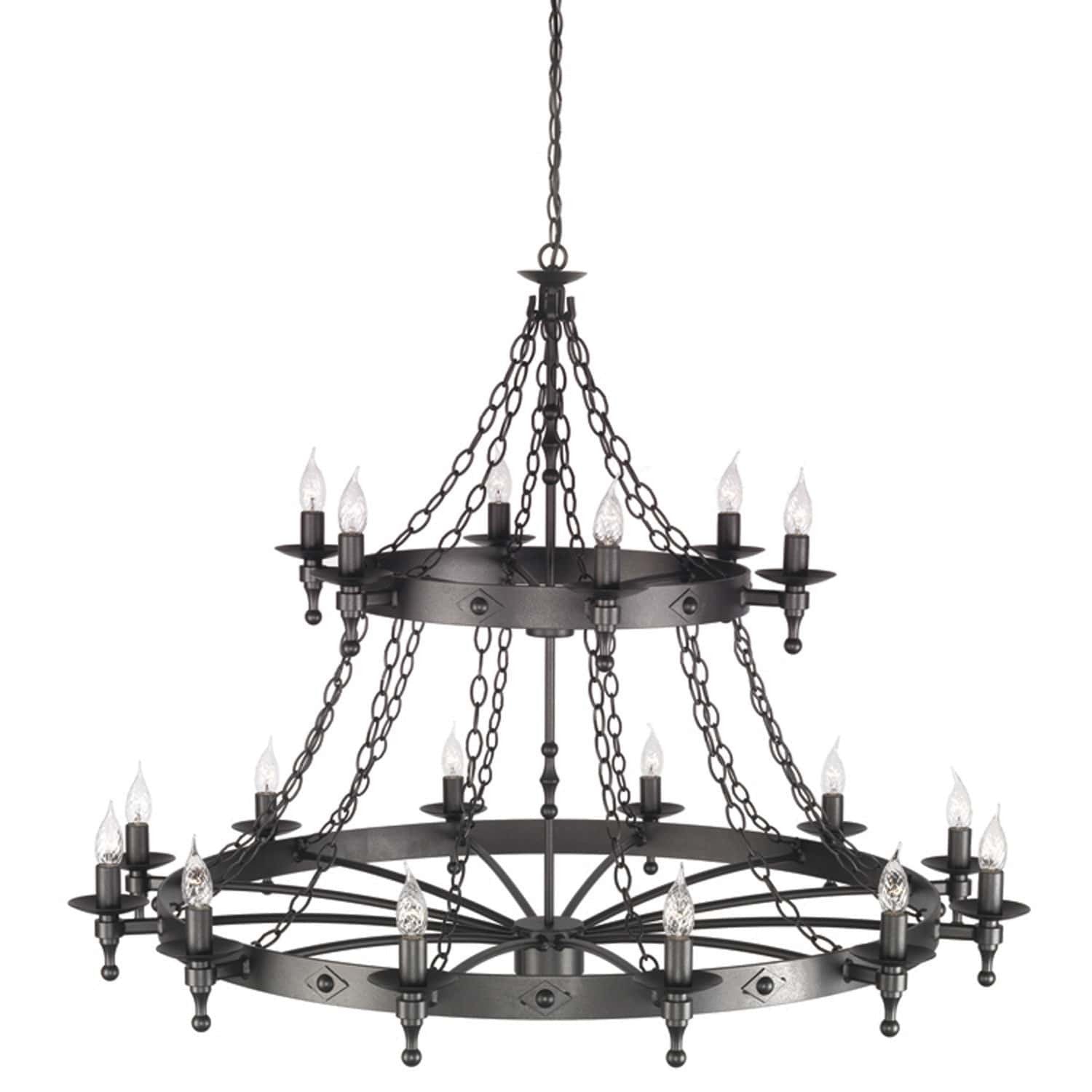 Elstead Warwick 18 Light Black Metal Candle Chandelier WR18 GRAPHITE