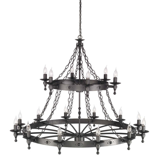 Elstead Warwick 18 Light Black Metal Candle Chandelier WR18 GRAPHITE