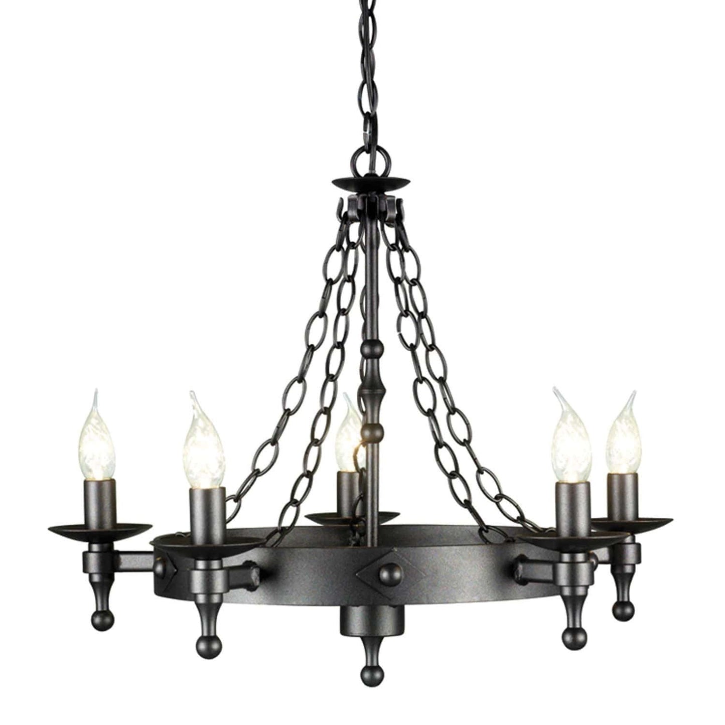 Elstead Warwick 5 Light Black Metal Candle Chandelier WR5 GRAPHITE