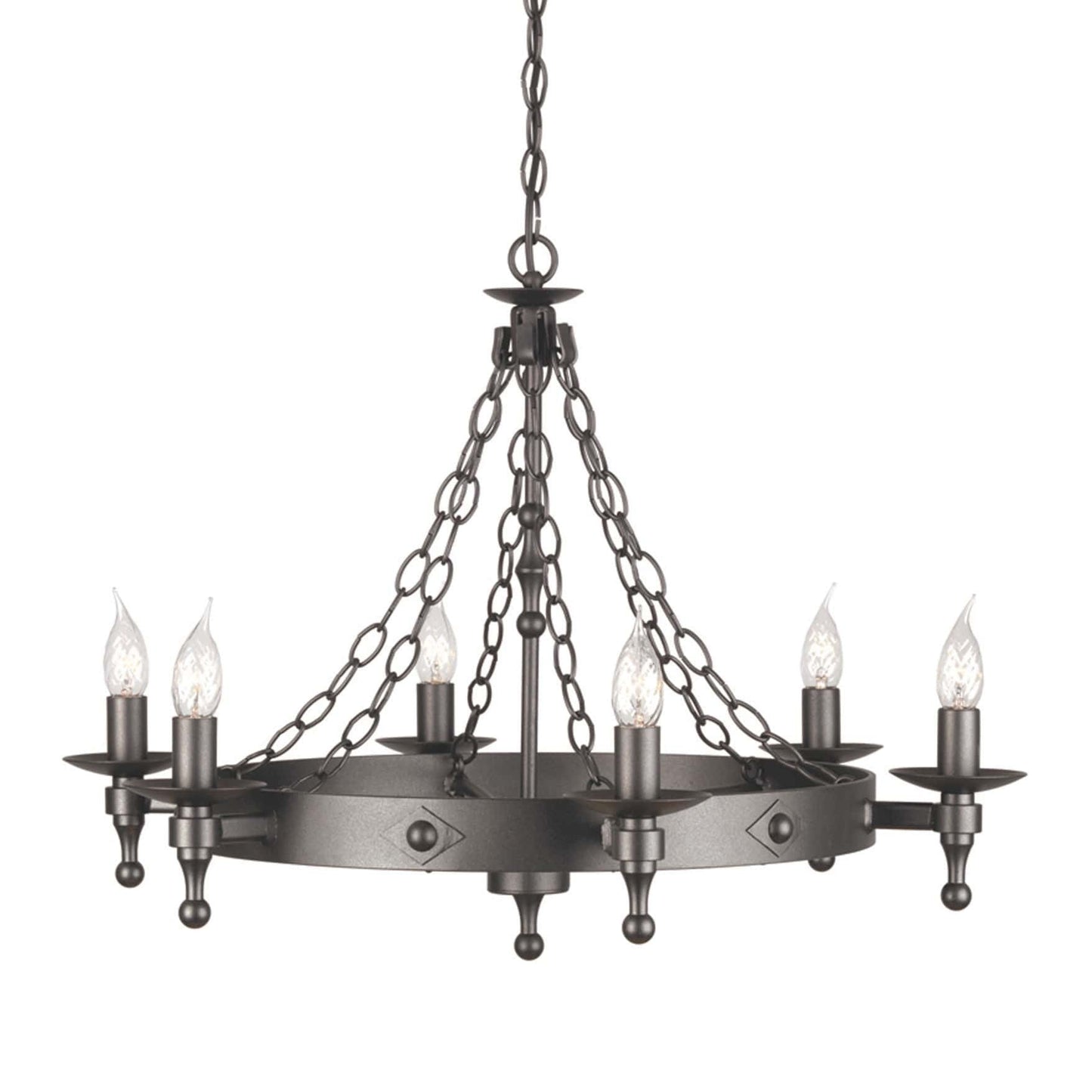 Elstead Warwick 6 Light Black Metal Candle Chandelier WR6 GRAPHITE