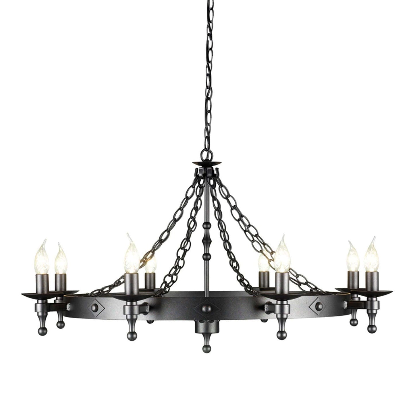 Elstead Warwick 8 Light Black Metal Candle Chandelier WR8 GRAPHITE
