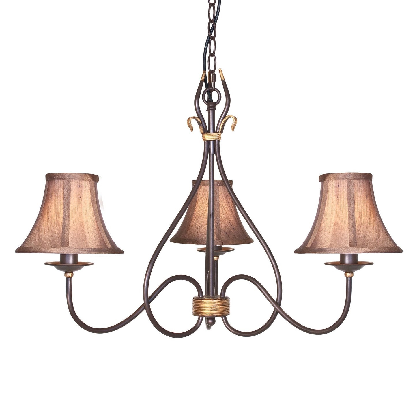 Elstead Windermere 3 Light Rust Gold Shade Chandelier WM3