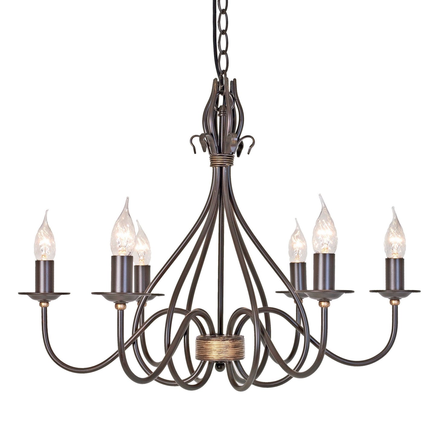 Elstead Windermere 6 Light Rust Gold Candle Chandelier WM6